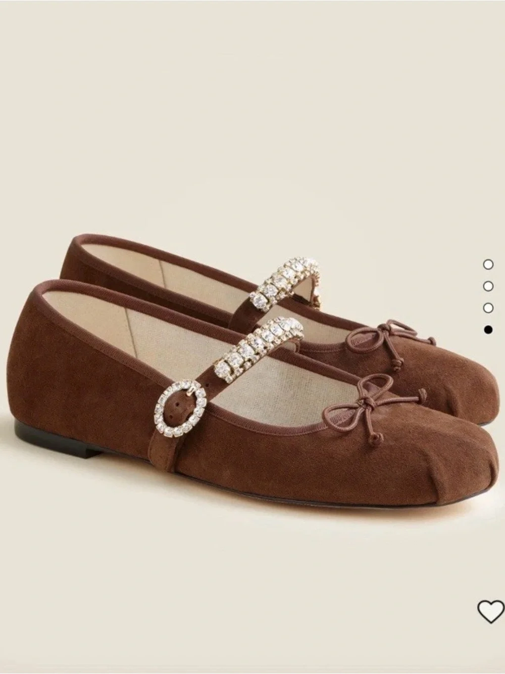 J CREW Logan Embellished Mary Jane Ballet Flat in Chocolate Suede Size 10 NIB